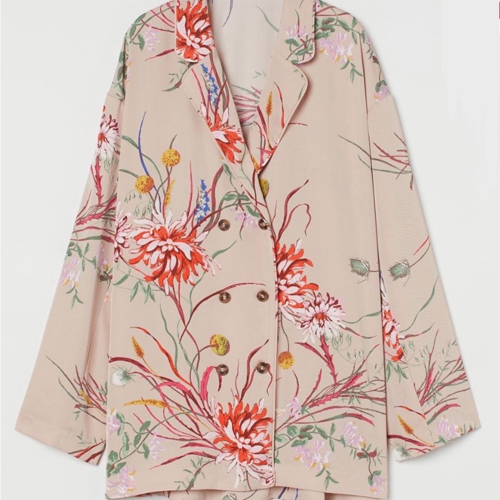 H&M Floral Double Breasted Blazer